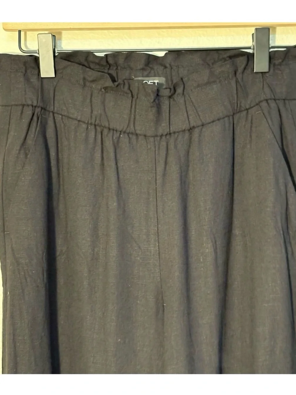LOFT Linen Blend Black Wide-Leg Pull-On Palazzo Pants